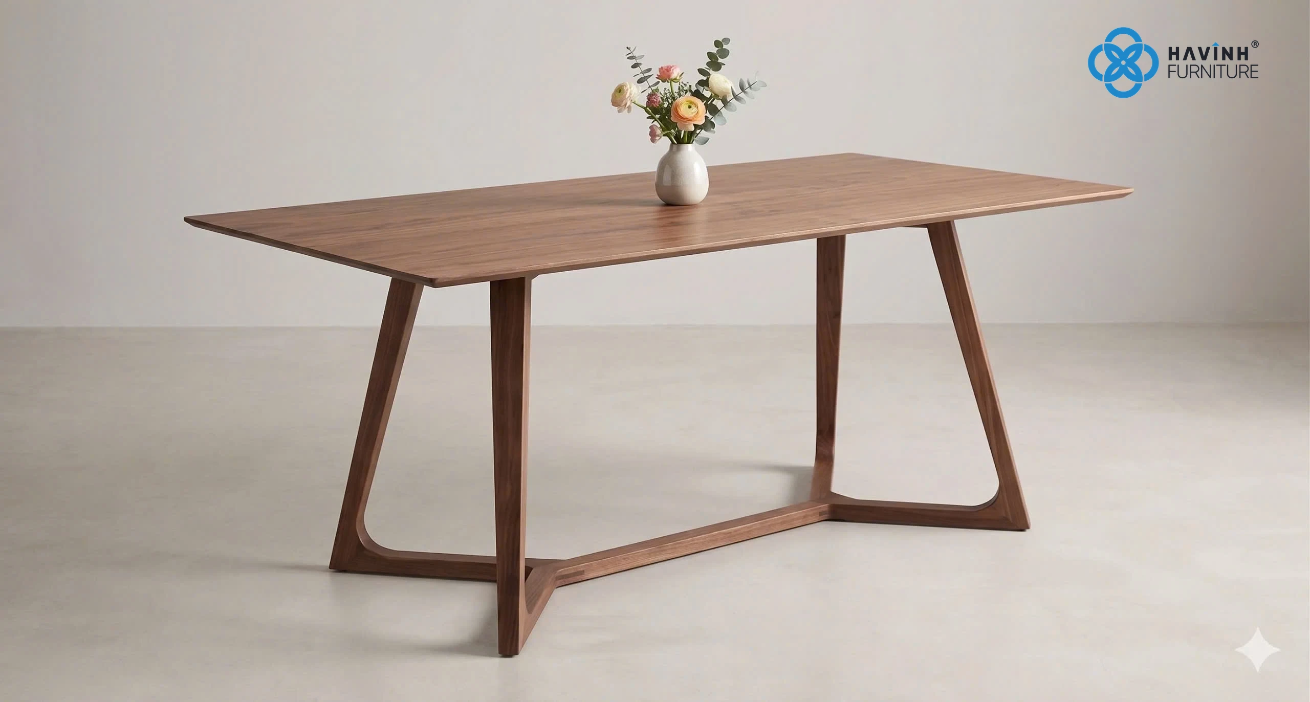 Bàn Ăn Gỗ Vát Cạnh Chân Chữ U Thanh Thoát BA-08