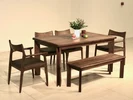 Bộ Bàn Ăn Akita Chân Trụ Đôi Ghép Rãnh (Kèm Băng Dài & Ghế Tay Vát) BA-14