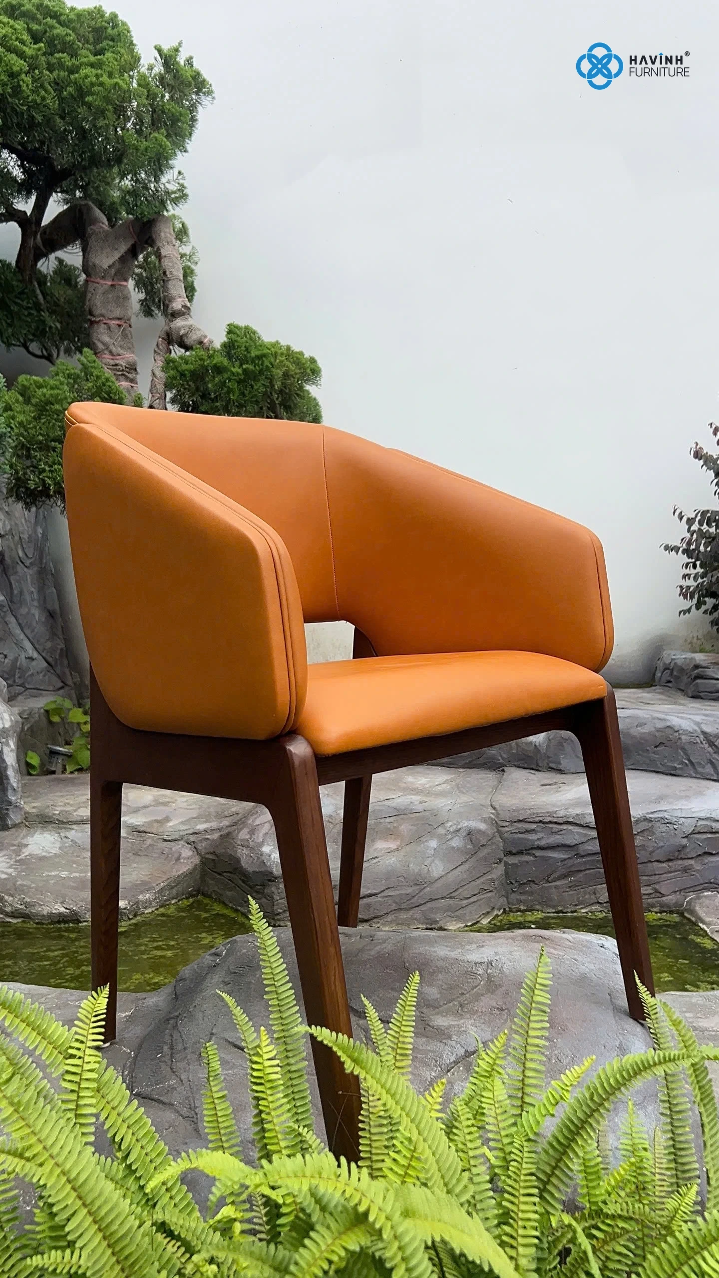 Ghế Ăn Chân Gỗ Tựa Lưng Cong Bo Tròn Bọc Nỉ Da GA-03