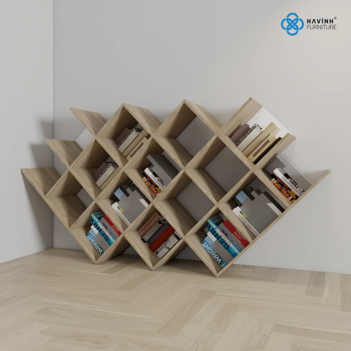 Kệ Sách Tổ Ong Hình Thoi Ziczac Nghệ Thuật KS-03