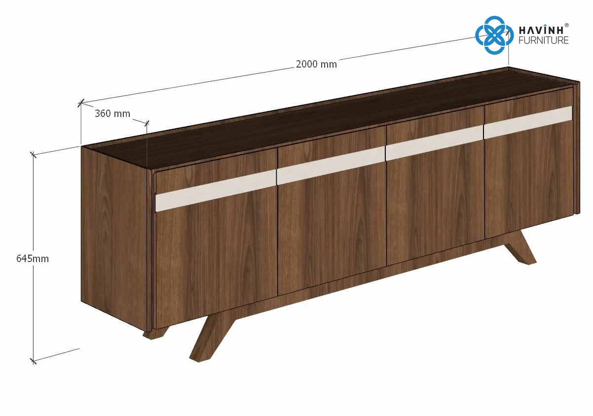 Kệ Tivi Gỗ Óc Chó 4 Cánh Chân Vát Hiện Đại KTV-01