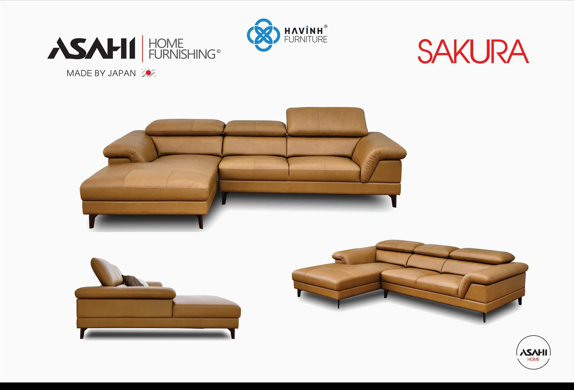 Sofa Da Góc Chữ L Cao Cấp Asahi SAKURA SF-02