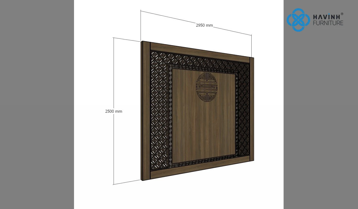 Vách Ốp Hậu Bàn Thờ Vuông Hoa Văn Chữ Vạn Tâm Chữ Thọ VT-02